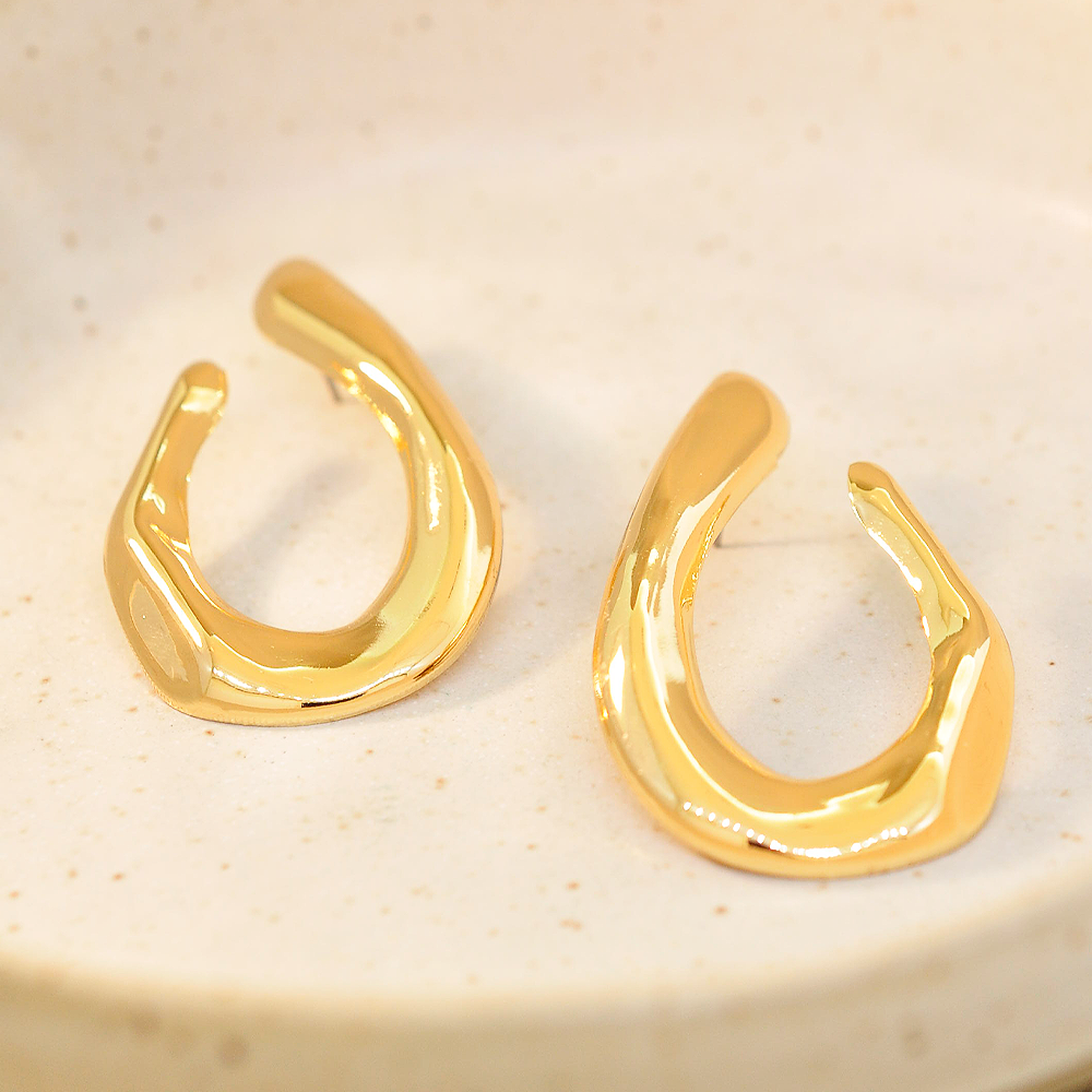 Brinco Bijuteria Luma Assimetrico Dourado Dourado 2