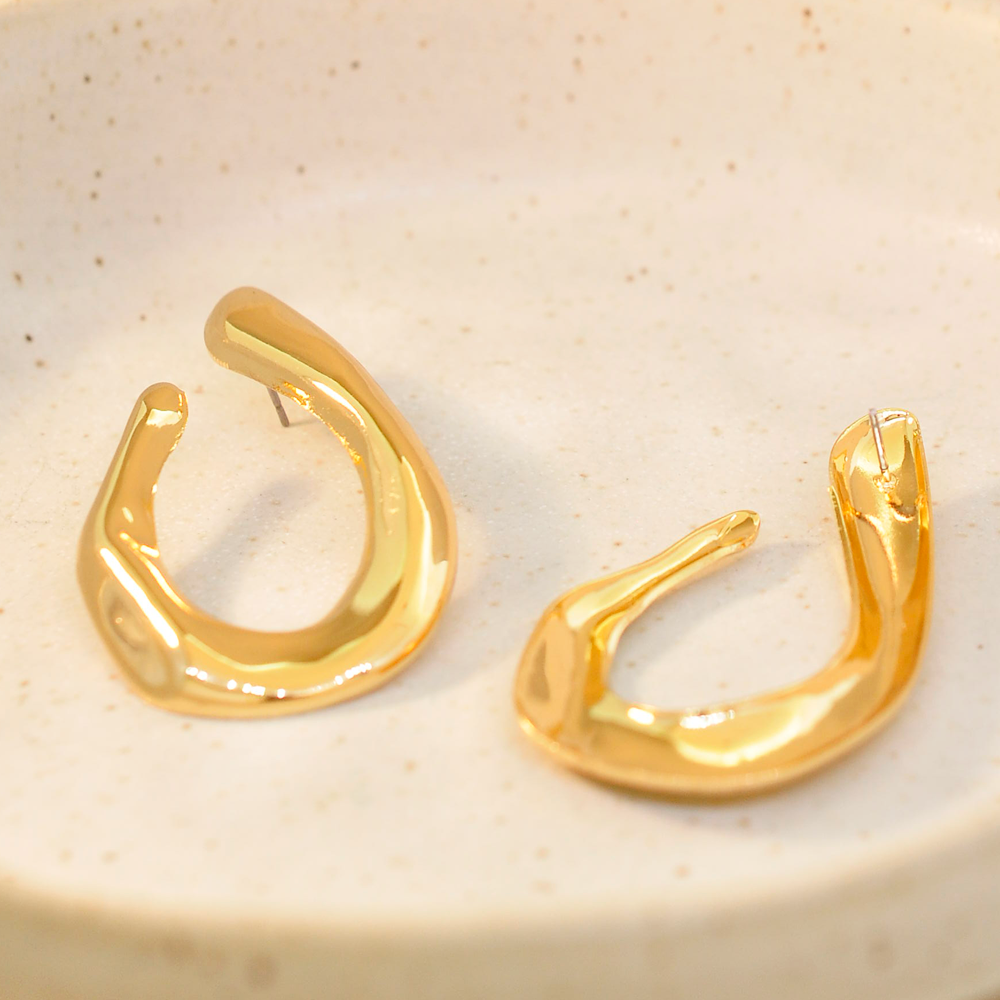 Brinco Bijuteria Luma Assimetrico Dourado Dourado 3