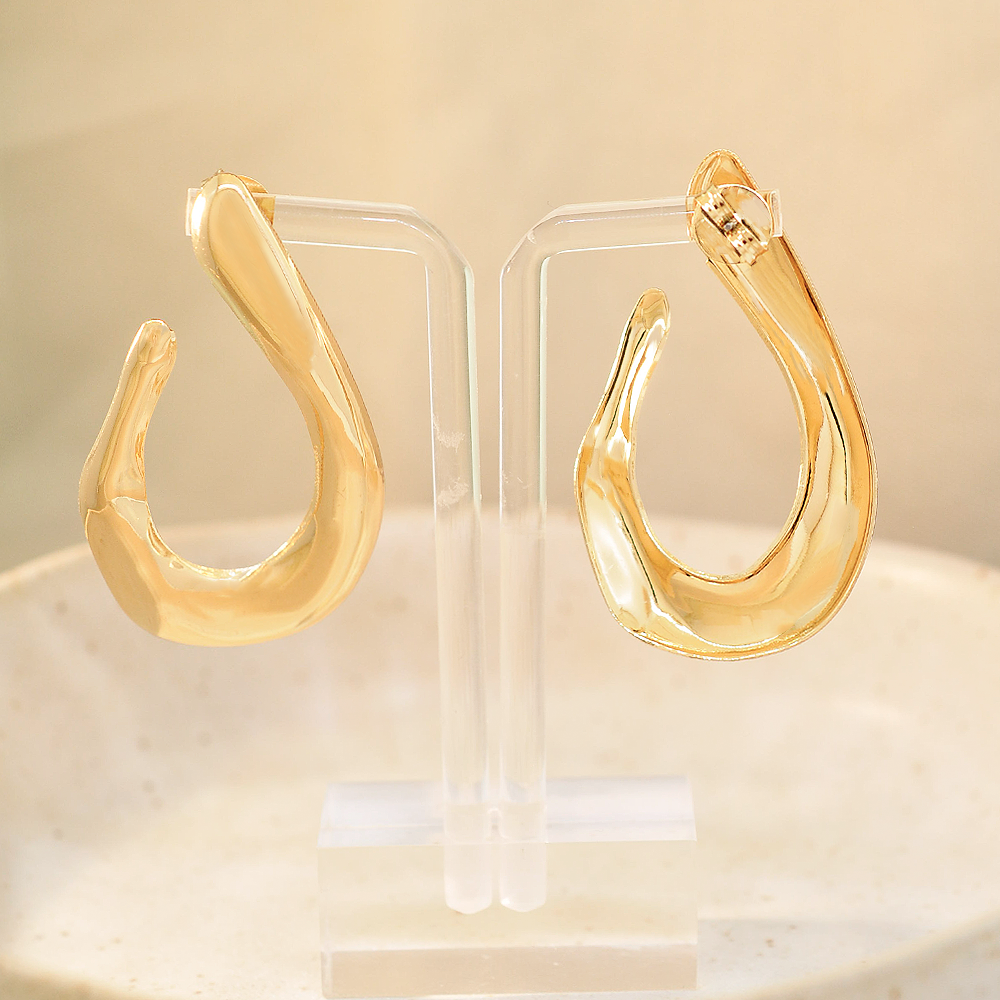 Brinco Bijuteria Luma Assimetrico Dourado Dourado 4