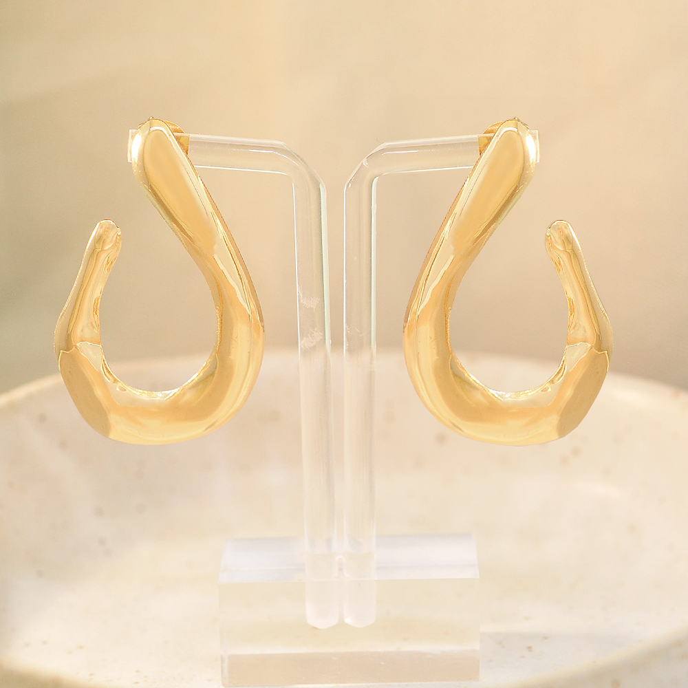 Brinco Bijuteria Luma Assimetrico Dourado Dourado 5