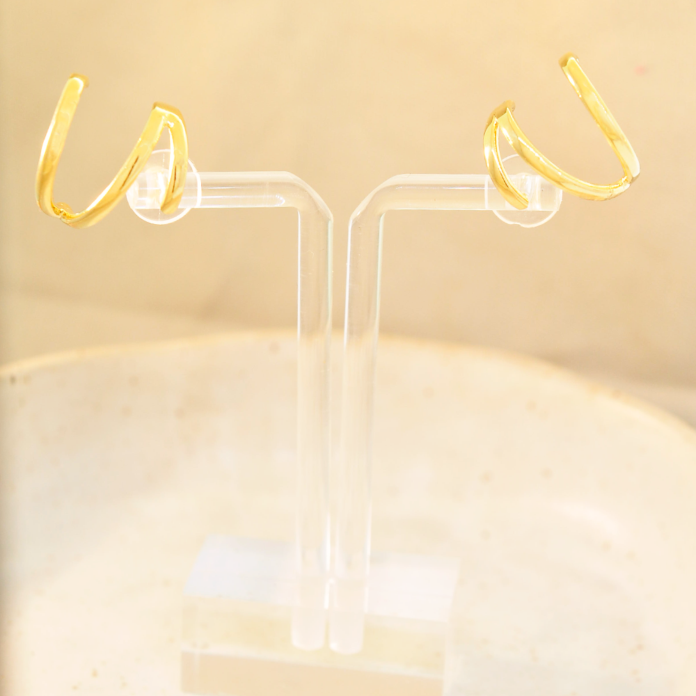 Brinco Semijoia Ear Cuff Tres Vias Serenity Dourado Dourado 6