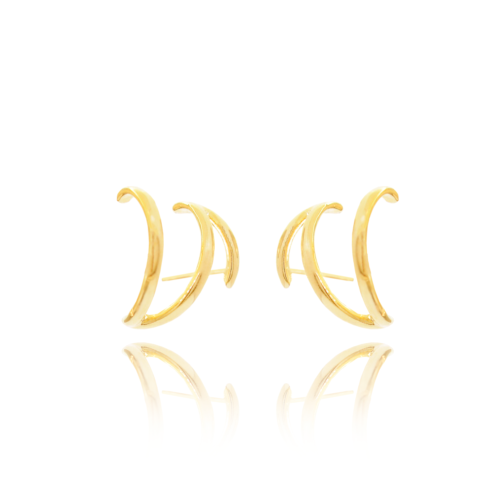 Brinco Semijoia Ear Cuff Tres Vias Serenity Dourado Dourado 7