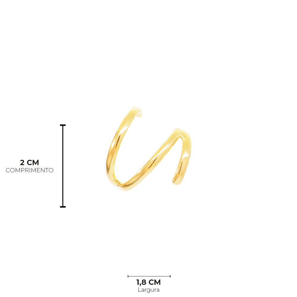 Brinco Semijoia Ear Cuff Tres Vias Serenity Dourado Dourado 8