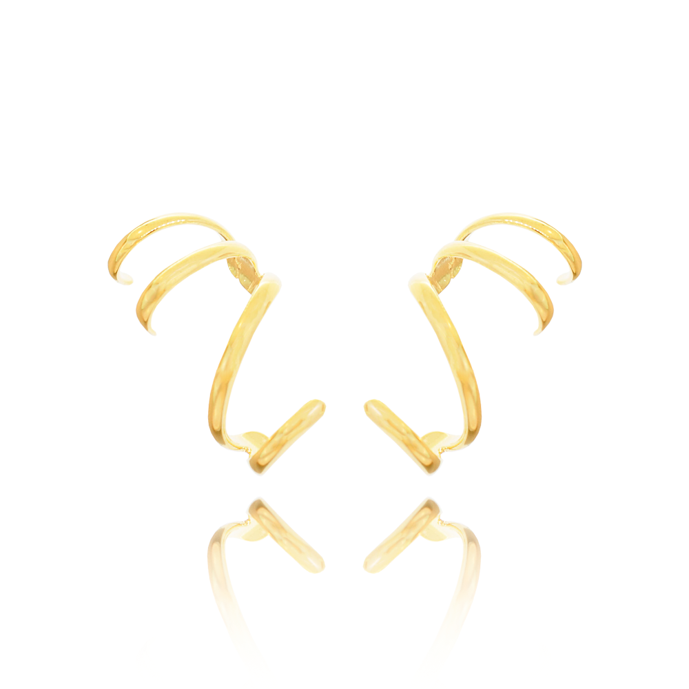 Brinco Semijoia Ear Cuff Quatro Vias Serenity Dourado Dourado 1