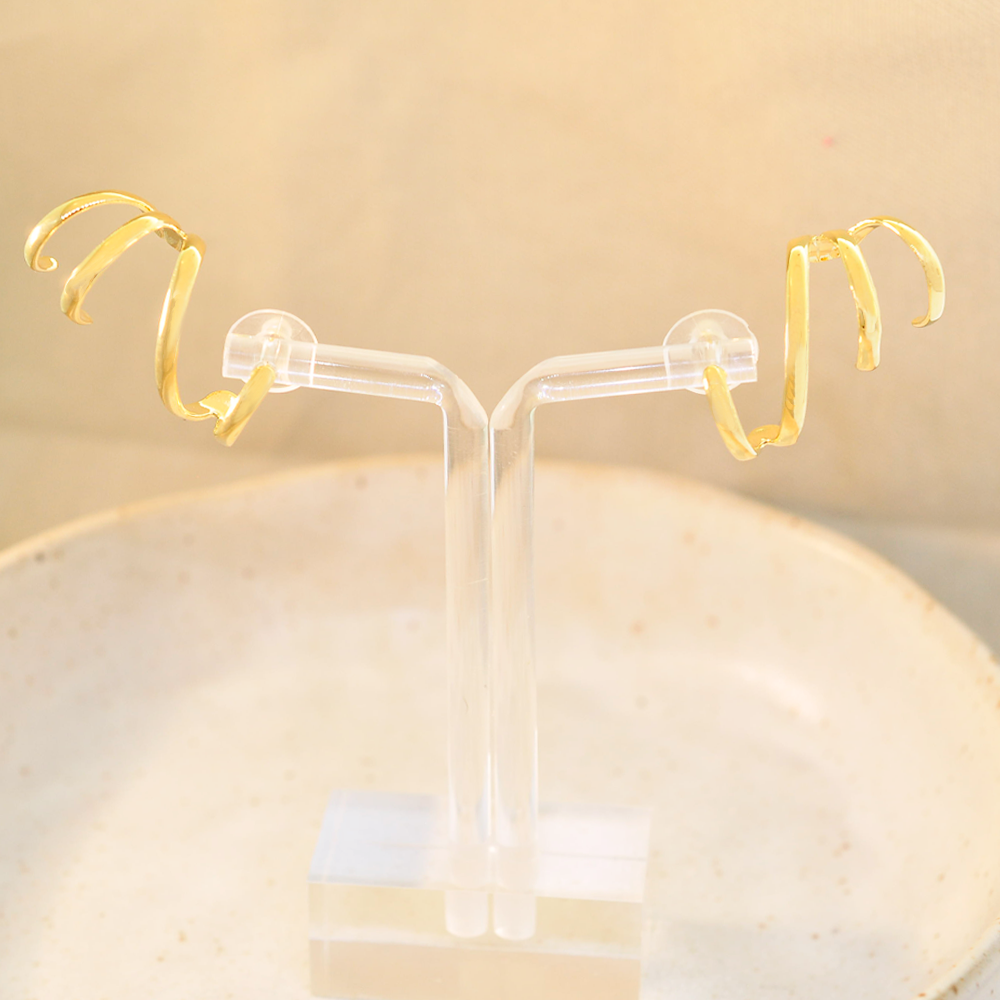 Brinco Semijoia Ear Cuff Quatro Vias Serenity Dourado Dourado 5