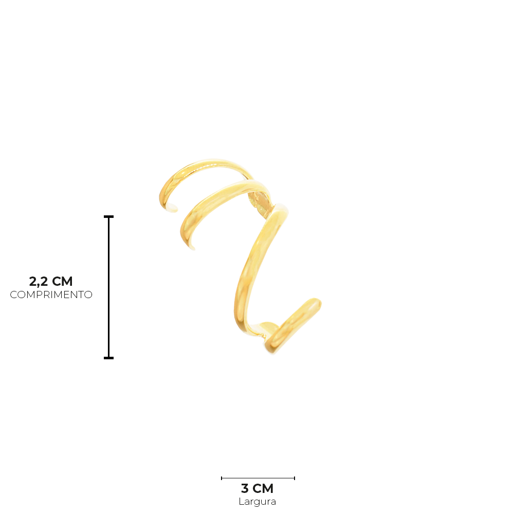 Brinco Semijoia Ear Cuff Quatro Vias Serenity Dourado Dourado 6