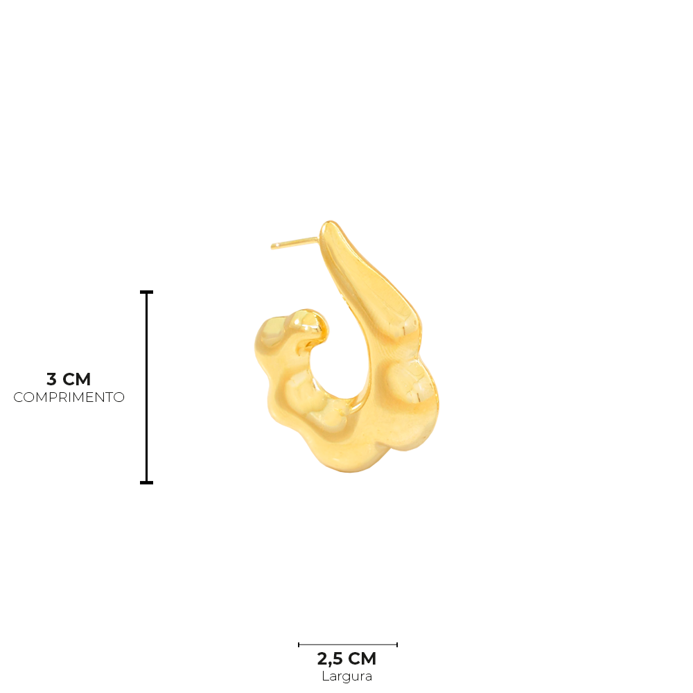Brinco Semijoia Argola Organica Serenity Dourado  Dourado 5