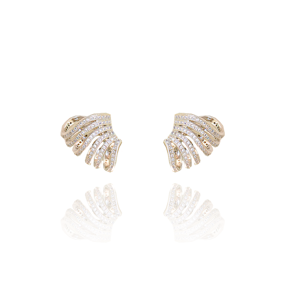 Brinco Semijoia Ear Cuff Cravejado Seis Vias Serenity Rodio Prata 1