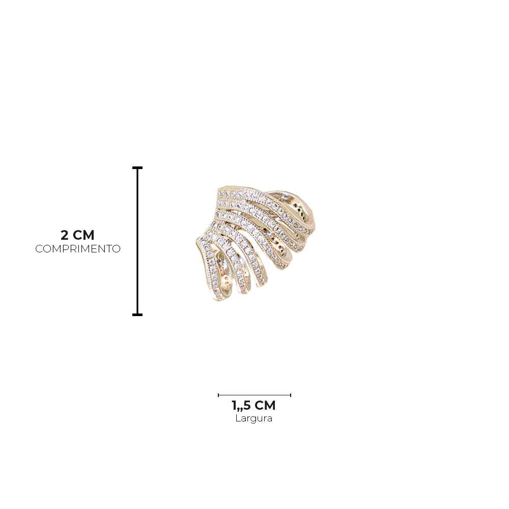 Brinco Semijoia Ear Cuff Cravejado Seis Vias Serenity Rodio Prata 7