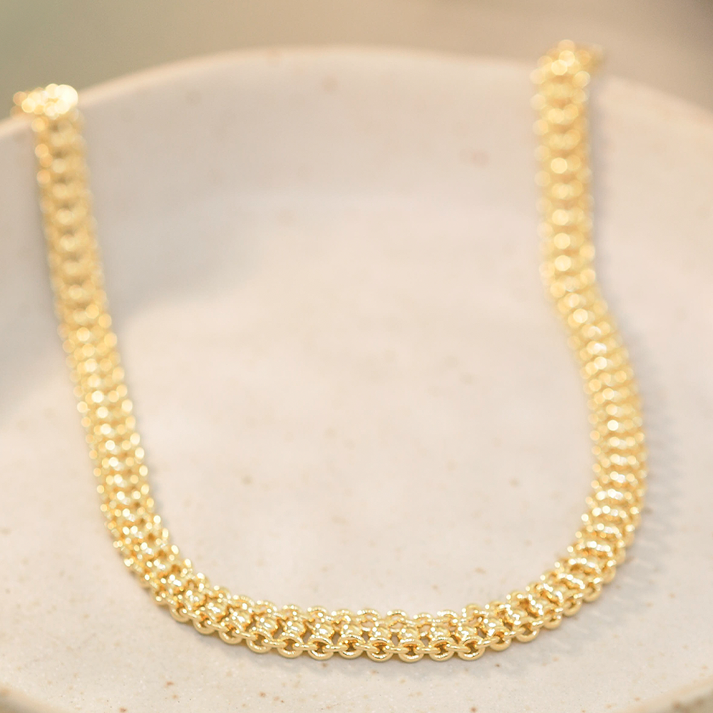 Choker Semijoia Corrente Trancada Serenity Dourado Dourado 2