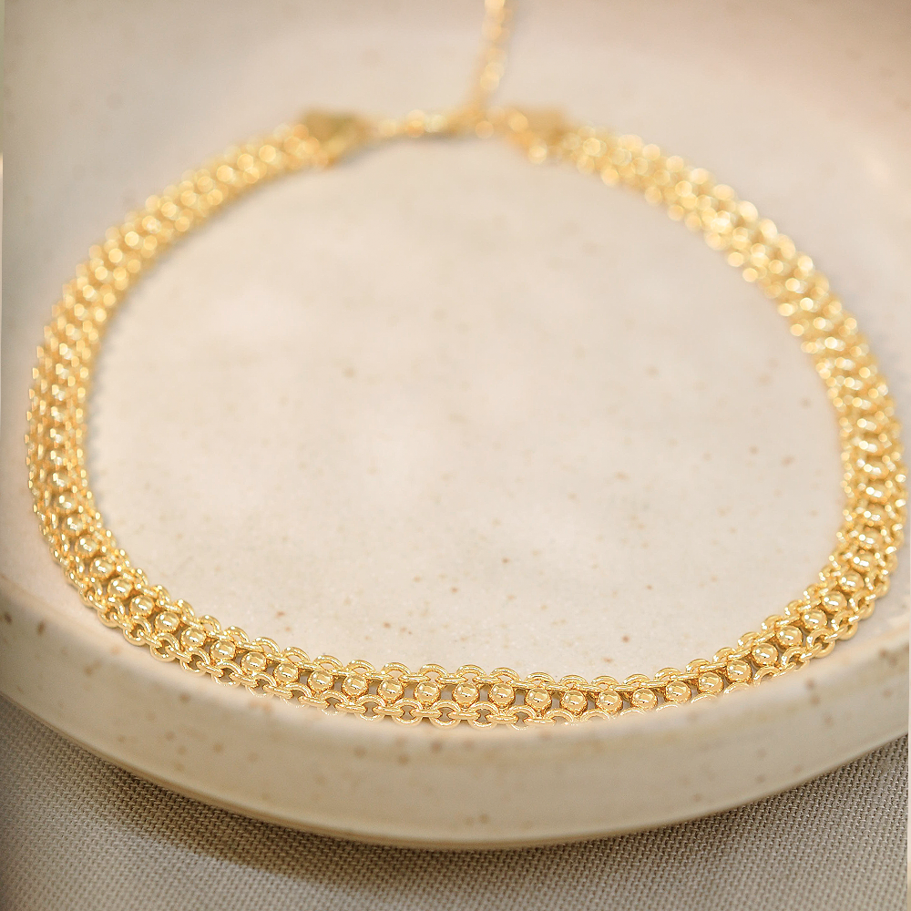 Choker Semijoia Corrente Trancada Serenity Dourado Dourado 3