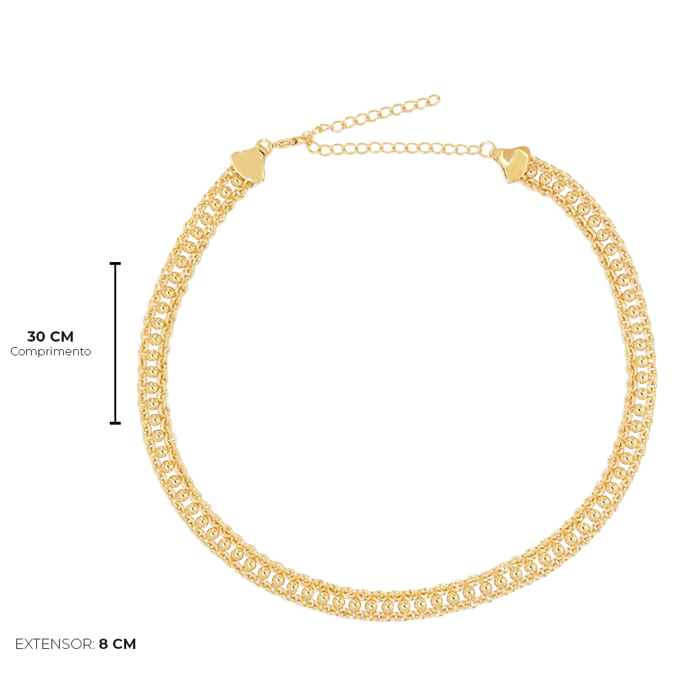 Choker Semijoia Corrente Trancada Serenity Dourado Dourado 4