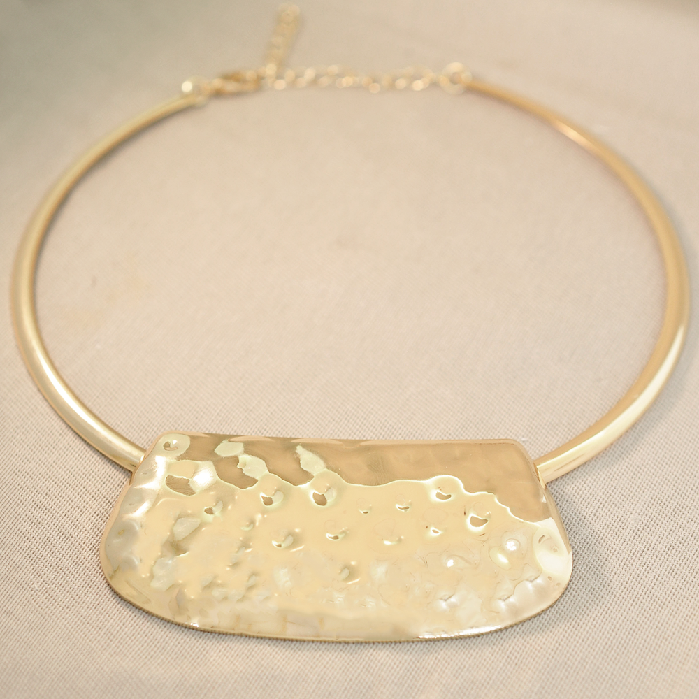 Choker Bijuteria Maia Aro Placa Martelada Dourado Pri Acessorios Dourado 3