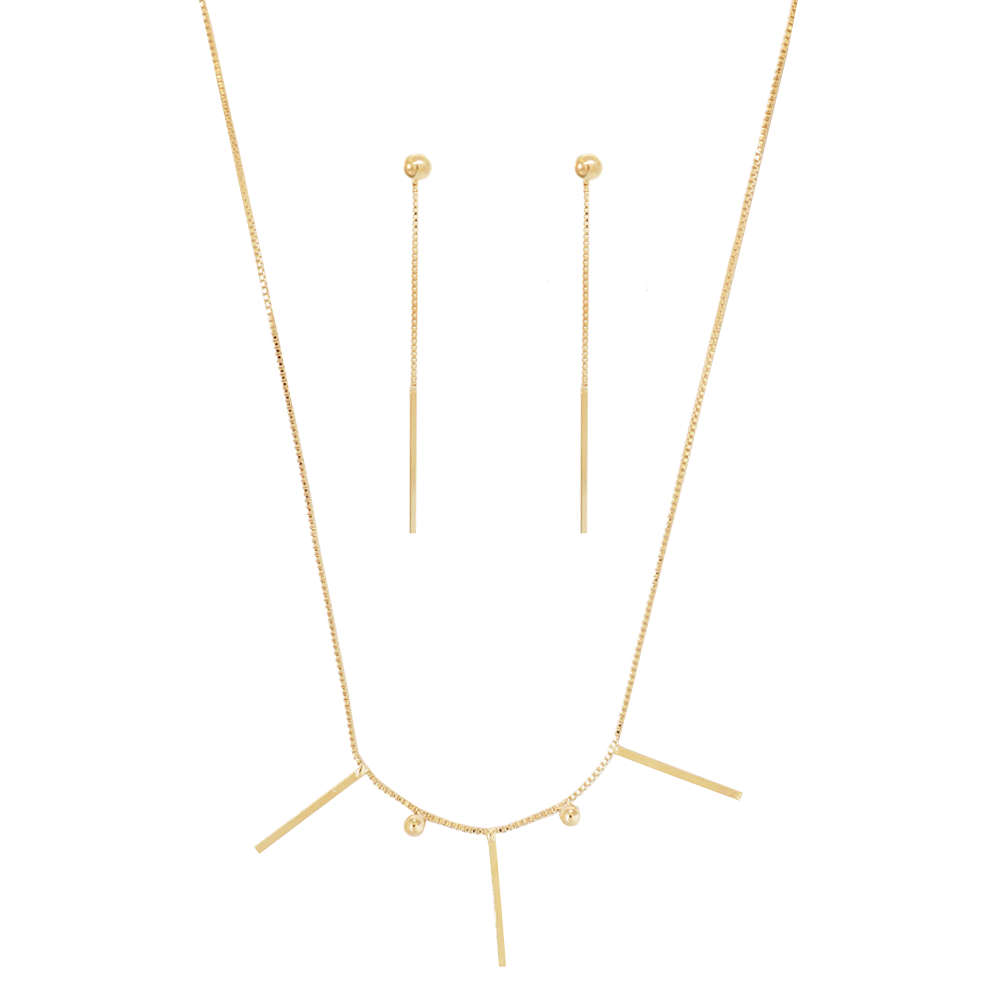 Conjunto Semijoia Palito e Esfera Serenity Dourado Dourado 1