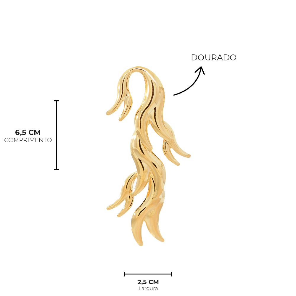 Brinco Semijoia Aura Cascata Dourado Pri Acessorios Dourado 5