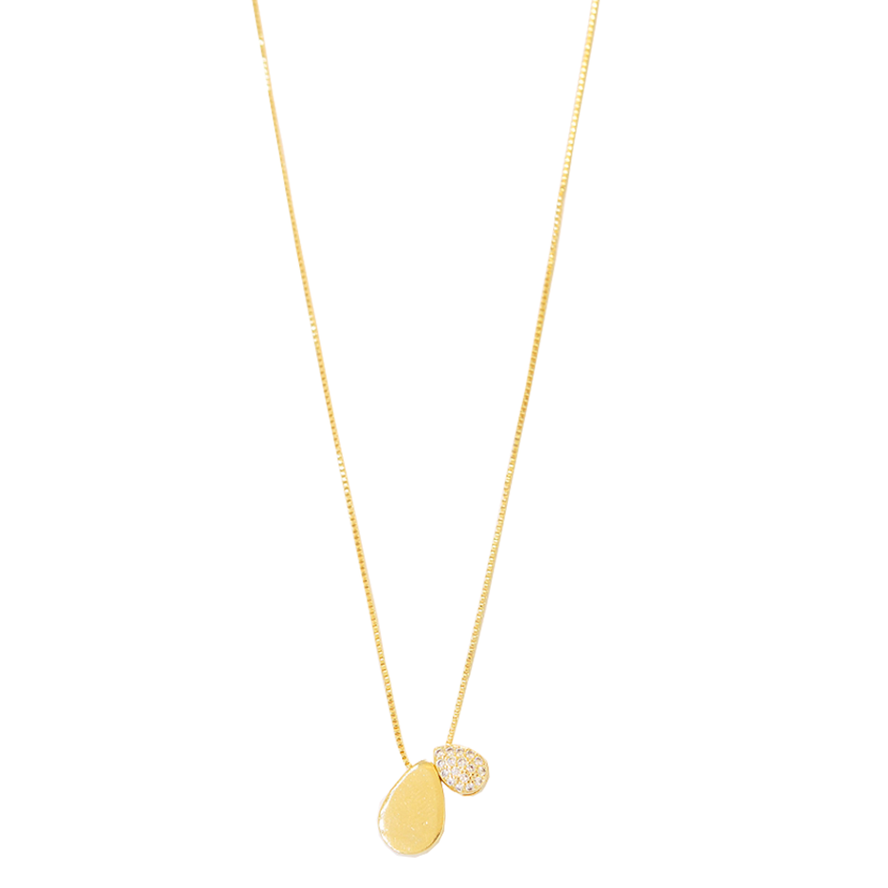 Colar Semijoia Gota Lisa e Cravejada Serenity Dourado Dourado 1