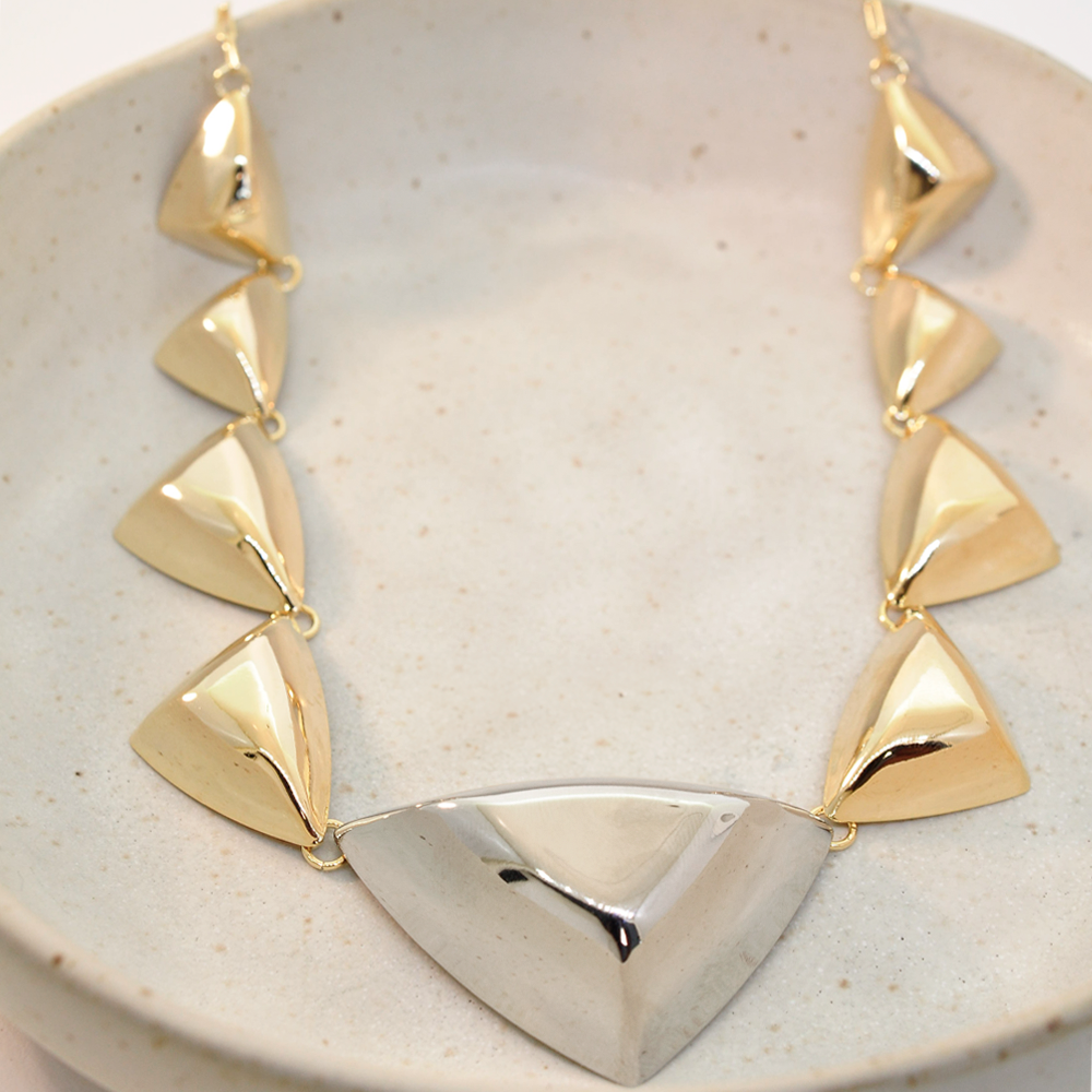 Colar Semijoia Aura Triangulo Duo Pri Acessorios  Dourado 2