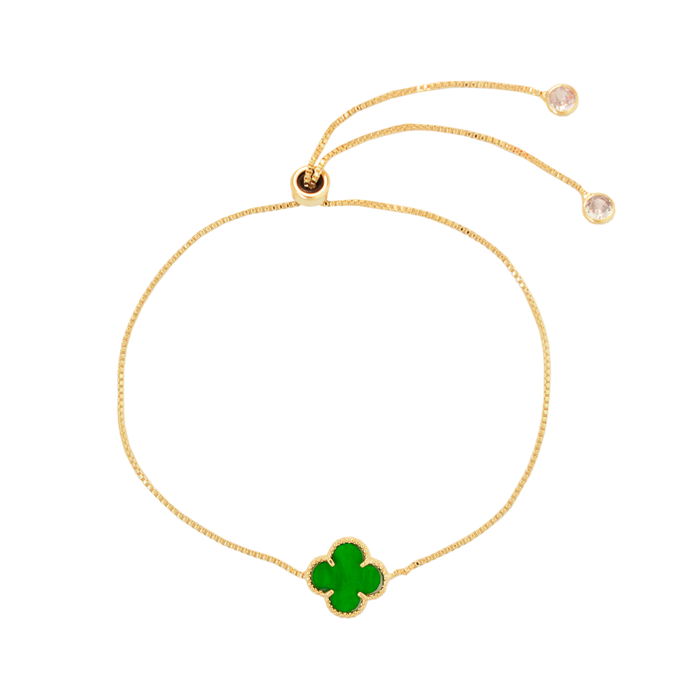 Pulseira Semijoia Virginia Trevo Verde Dourado  Verde 1