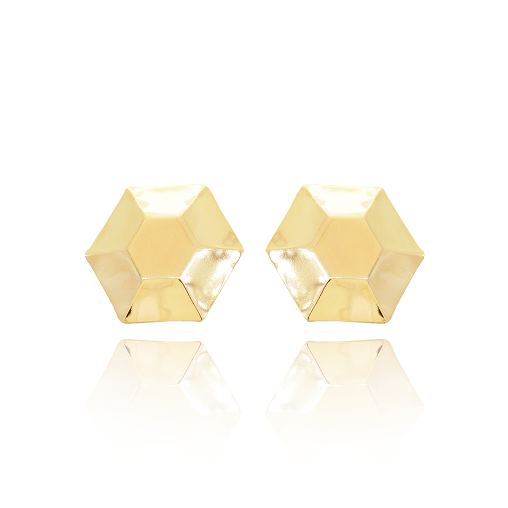 Brinco Semijoia Aura Geometrico Dourado Pri Acessorios
