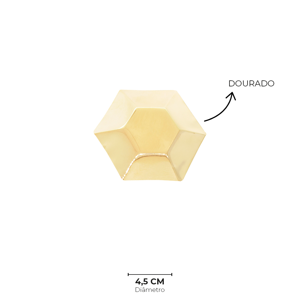 Brinco Semijoia Aura Geometrico Medio Dourado Pri Acessorios Dourado 5
