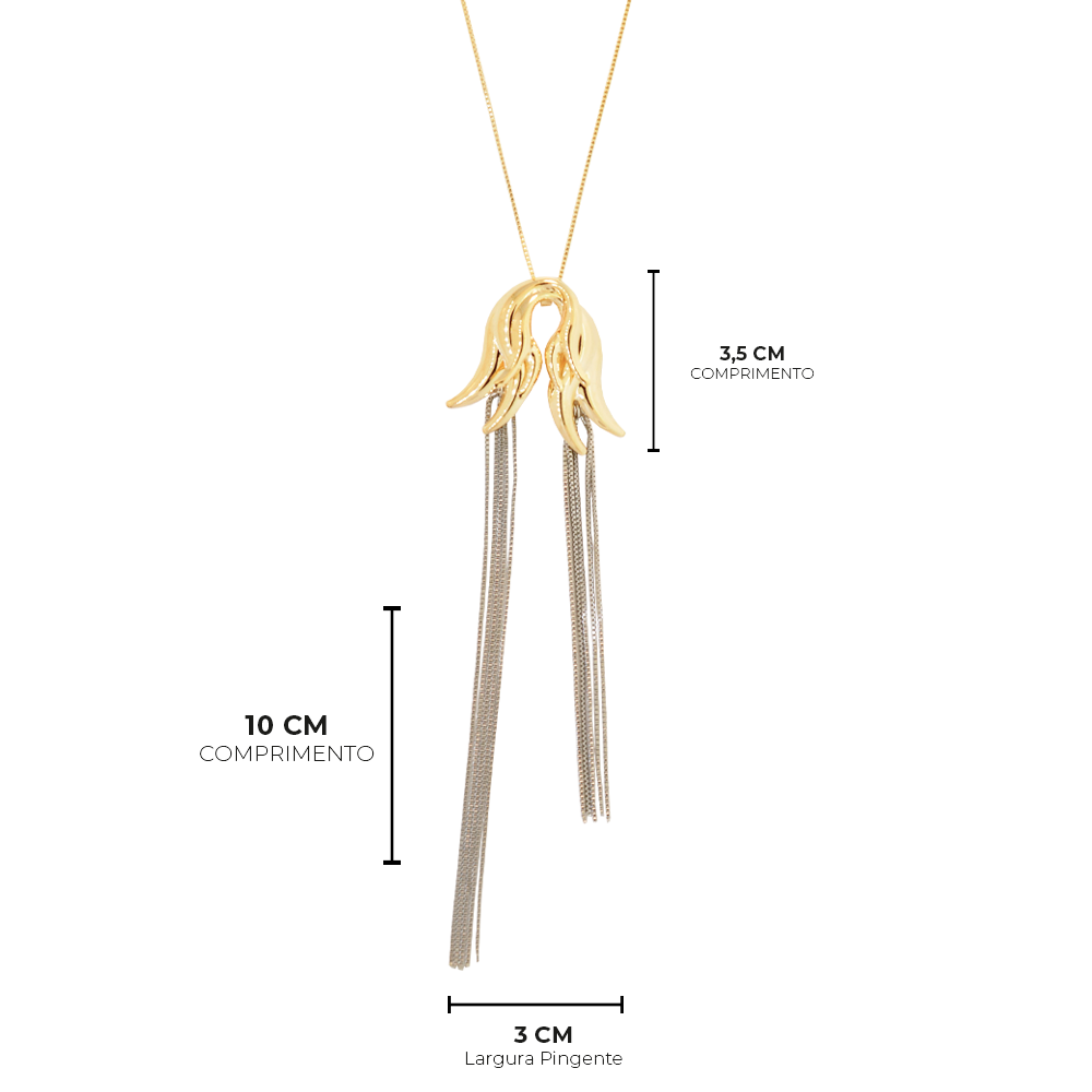 Colar Semijoia Aura Franja Duo Pri Acessorios Dourado 3