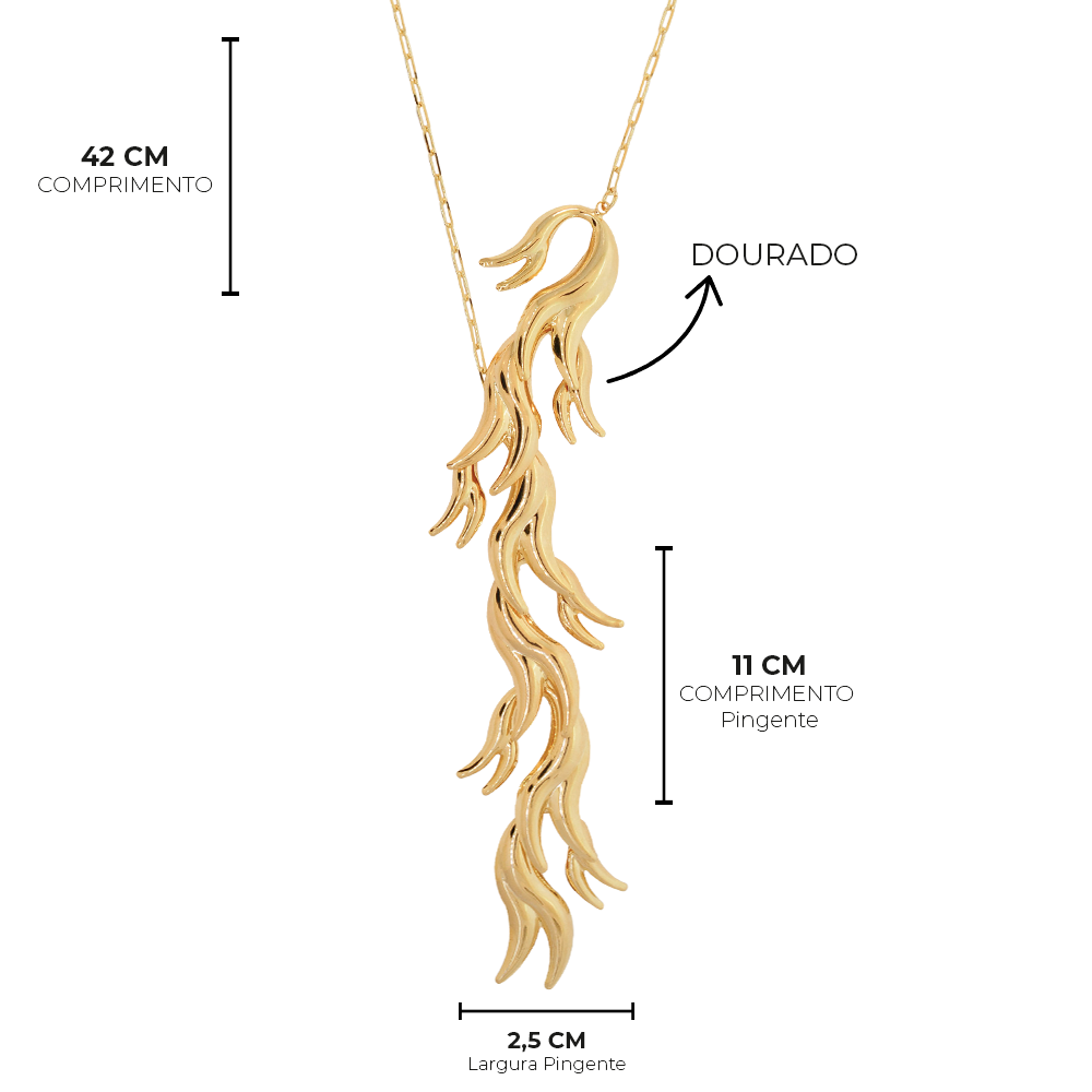 Colar Semijoia Aura Cascata Dourado Pri Acessorios Dourado 3