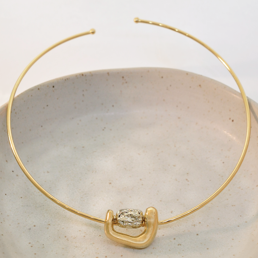 Choker Semijoia Aura Aro Organico Duo Pri Acessorios Dourado 2