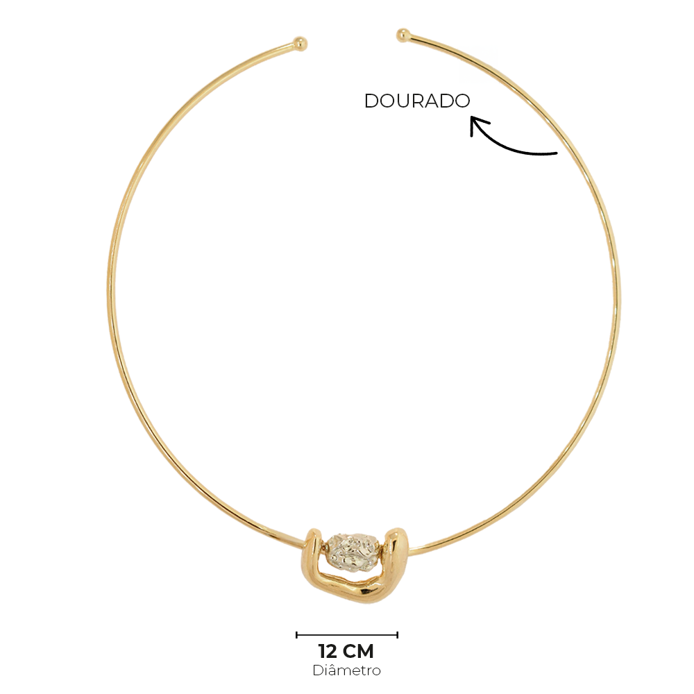 Choker Semijoia Aura Aro Organico Duo Pri Acessorios Dourado 3