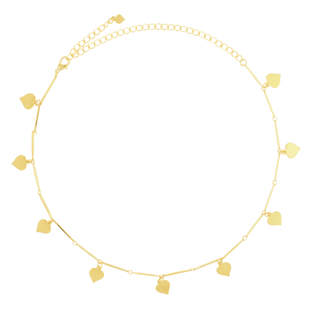 Colar Semijoia Choker Coracao Dourado Pri Acessorios