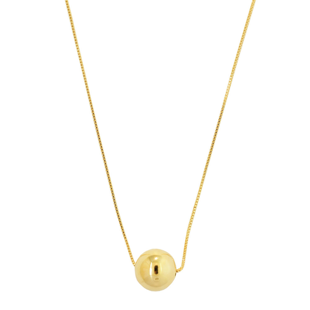 Colar Semijoia  Esfera Longo  Dourado Pri Acessorios