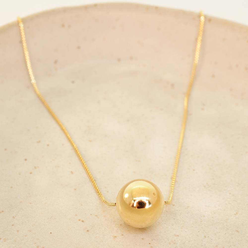 Colar Semijoia  Esfera Longo  Dourado Pri Acessorios Dourado 4