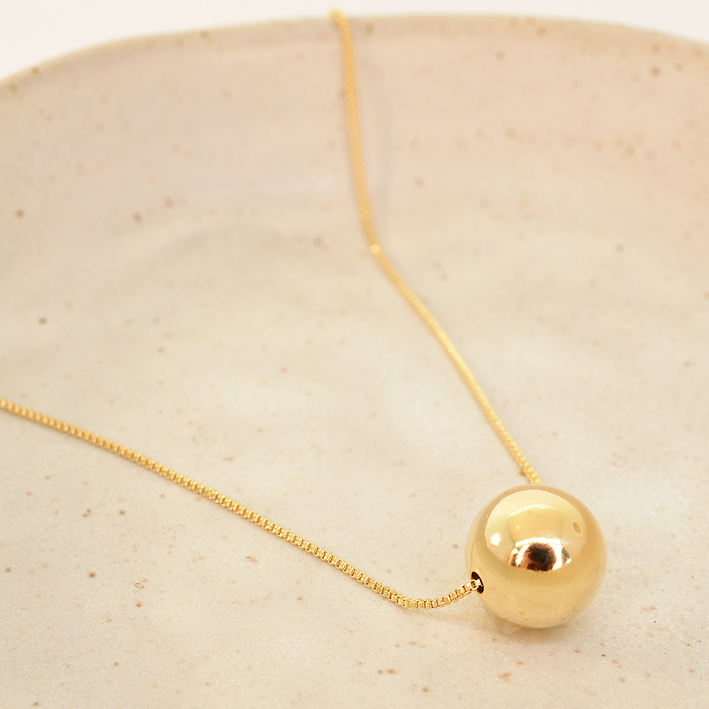 Colar Semijoia  Esfera Longo  Dourado Pri Acessorios Dourado 5