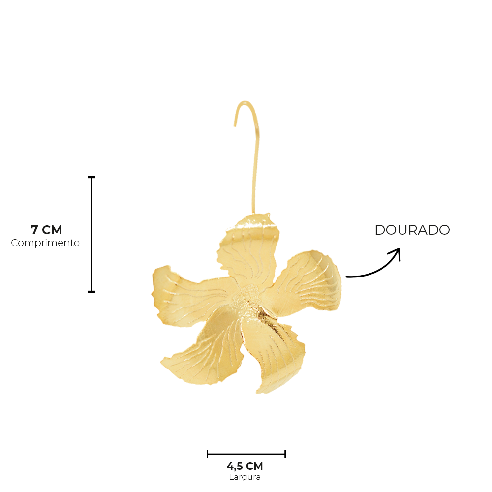Brinco Semijoia Aura Pendulo Flor Dourado Pri Acessorios Dourado 6