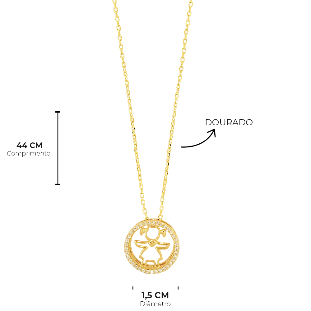 Colar Semijoia Menina Dourado Pri Acessorios Dourado 4
