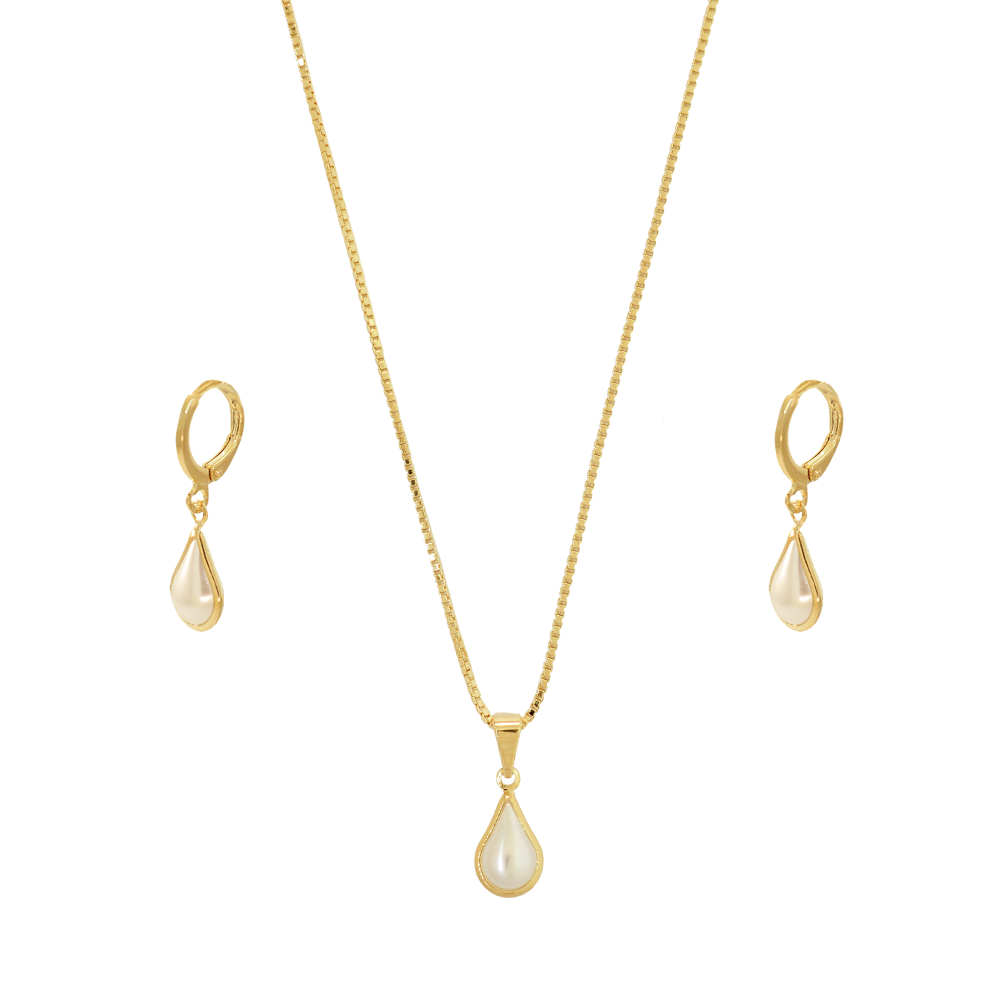 Conjunto Semijoia Perola Dourado Pri Acessorios