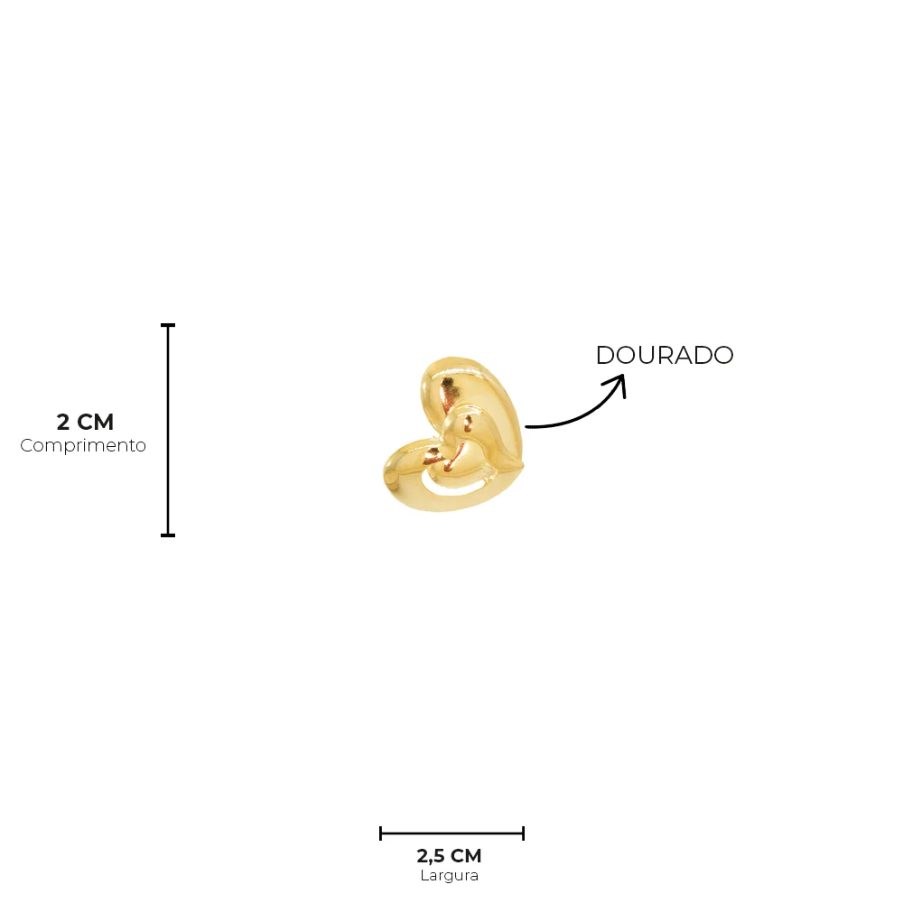 Conjunto  Semijoia Coracao Dourado Pri Acessorios  Dourado 5