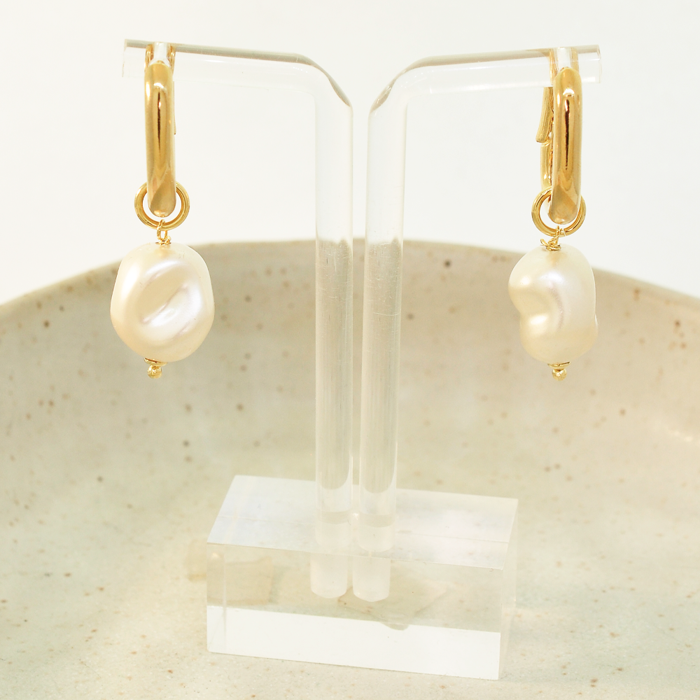 Brinco Semijoia Argola Aura Perola Dourado Pri Acessorios Dourado 6