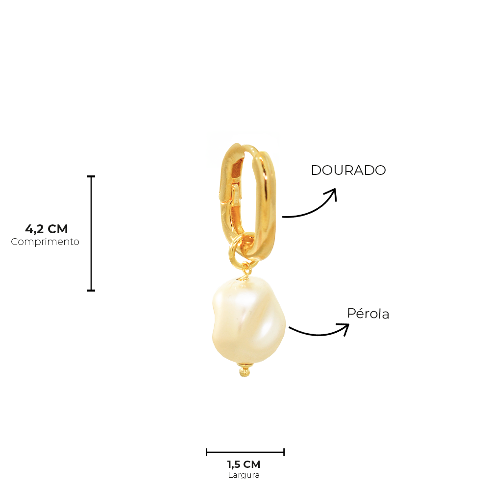Brinco Semijoia Argola Aura Perola Dourado Pri Acessorios Dourado 7