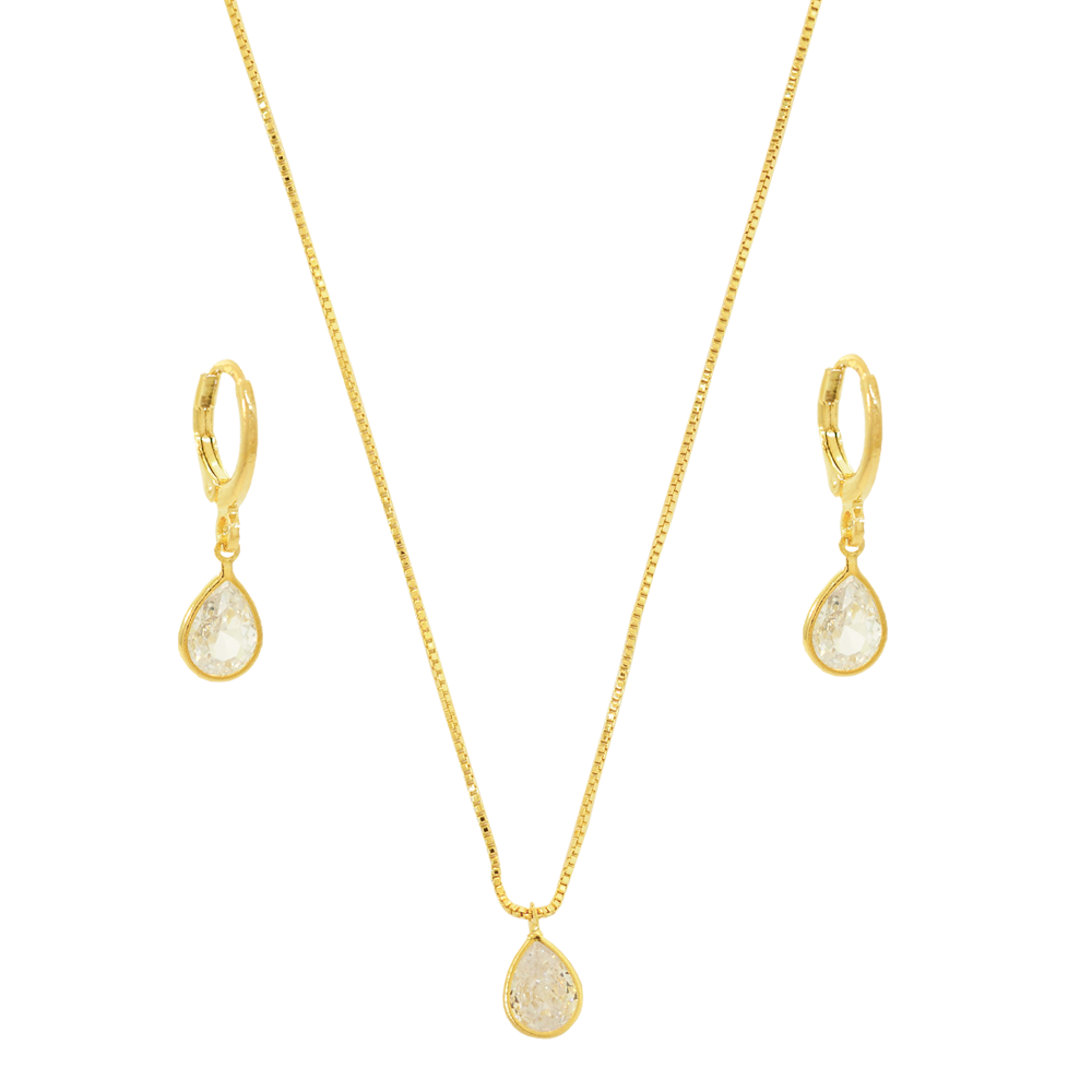 Conjunto Semijoia Gota Dourado Pri Acessorios