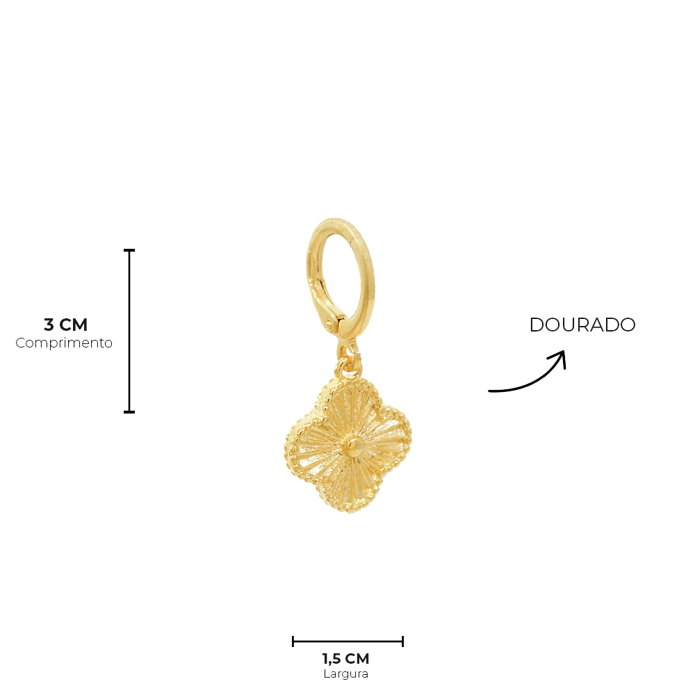 Brinco Semijoia Aura Trevo Dourado Pri Acessorios Dourado 6