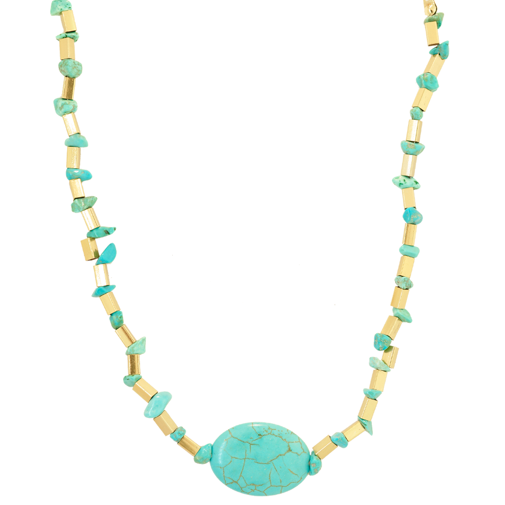 Choker Bijuteria Canutilho e Cascalho Dourado Pri Acessorios Azul 5