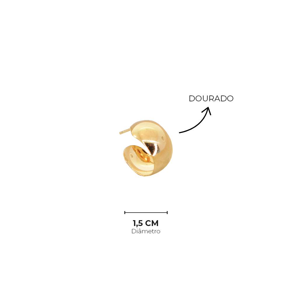 Brinco Semijoia Aura Argola Dourado Pri Acessorios Dourado 6