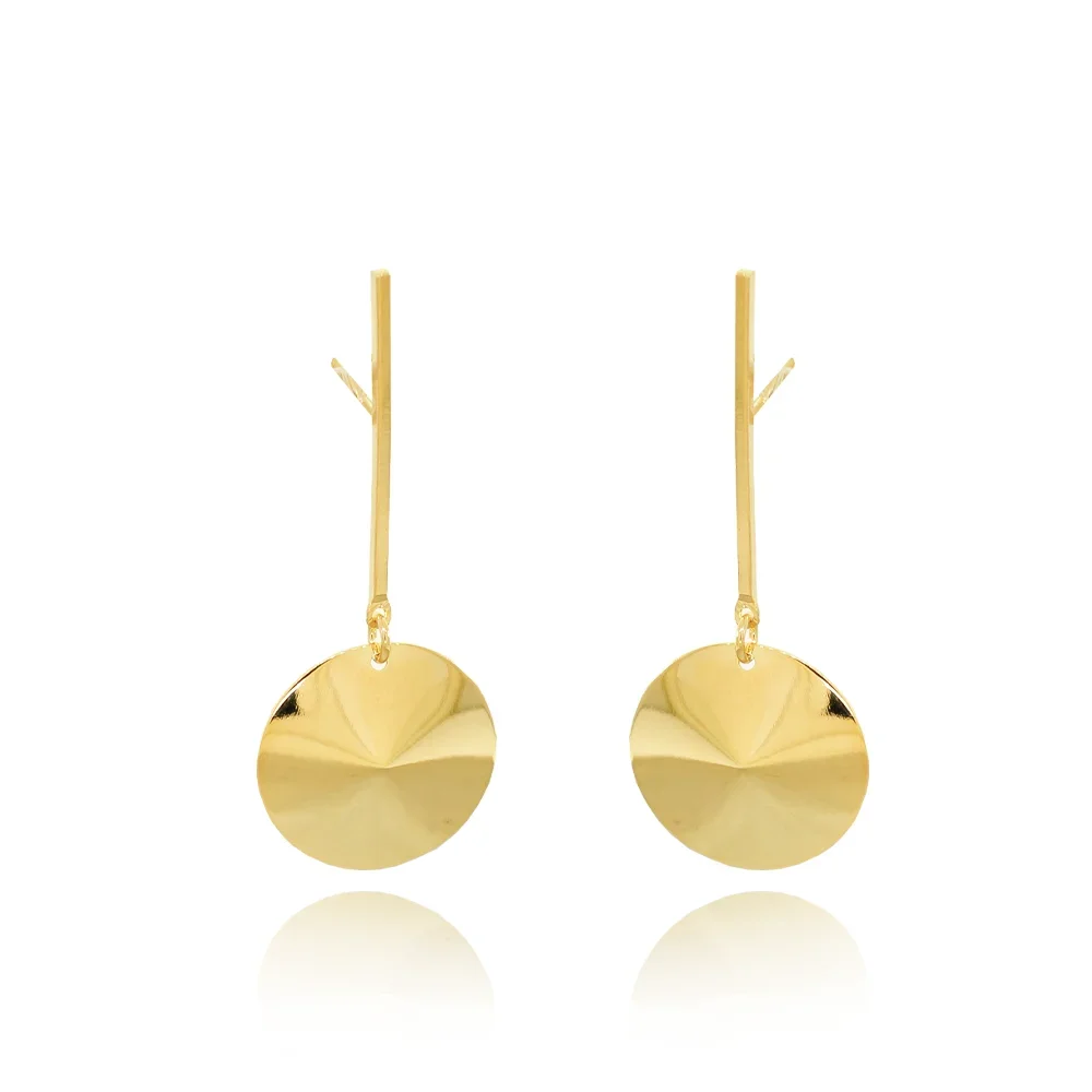 Brinco Semijoia Aura Pendulo Disco Dourado Pri Acessorios Dourado 7