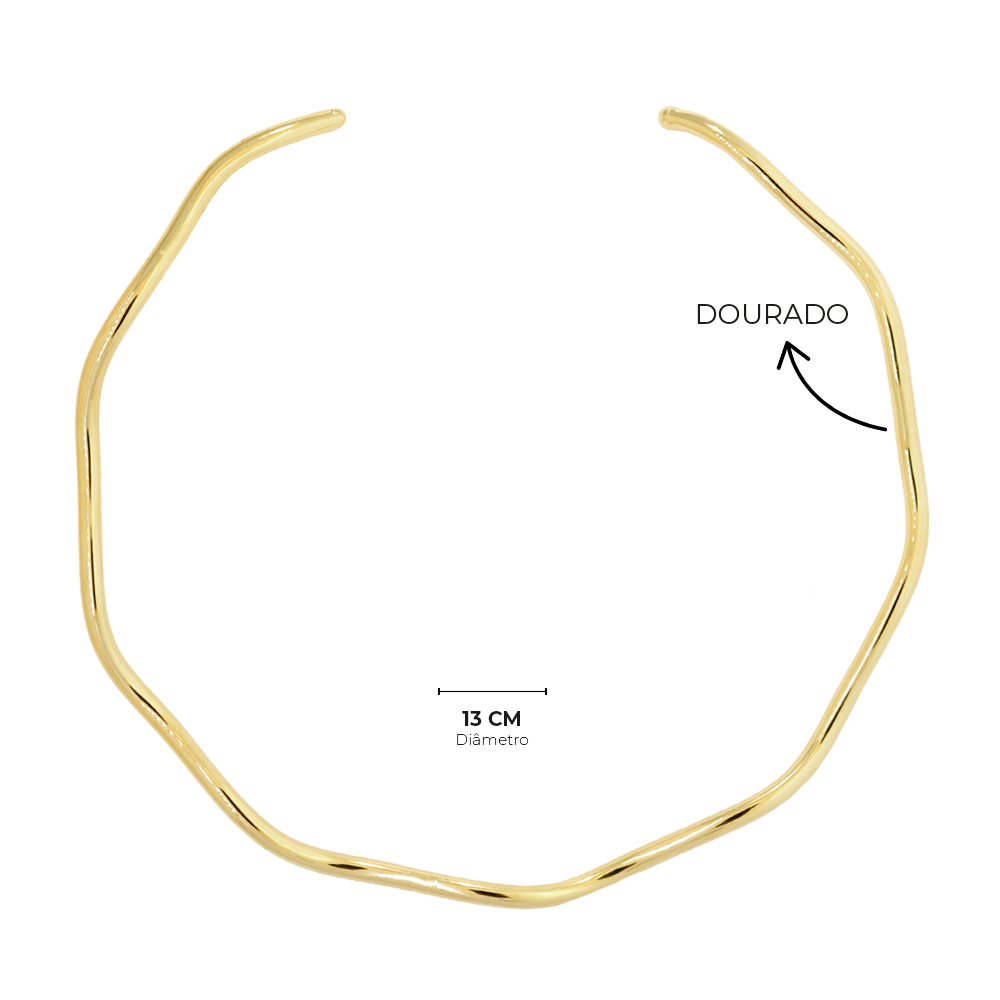 Choker Semijoia Aura Ondulado Dourado Pri Acessorios Dourado 5