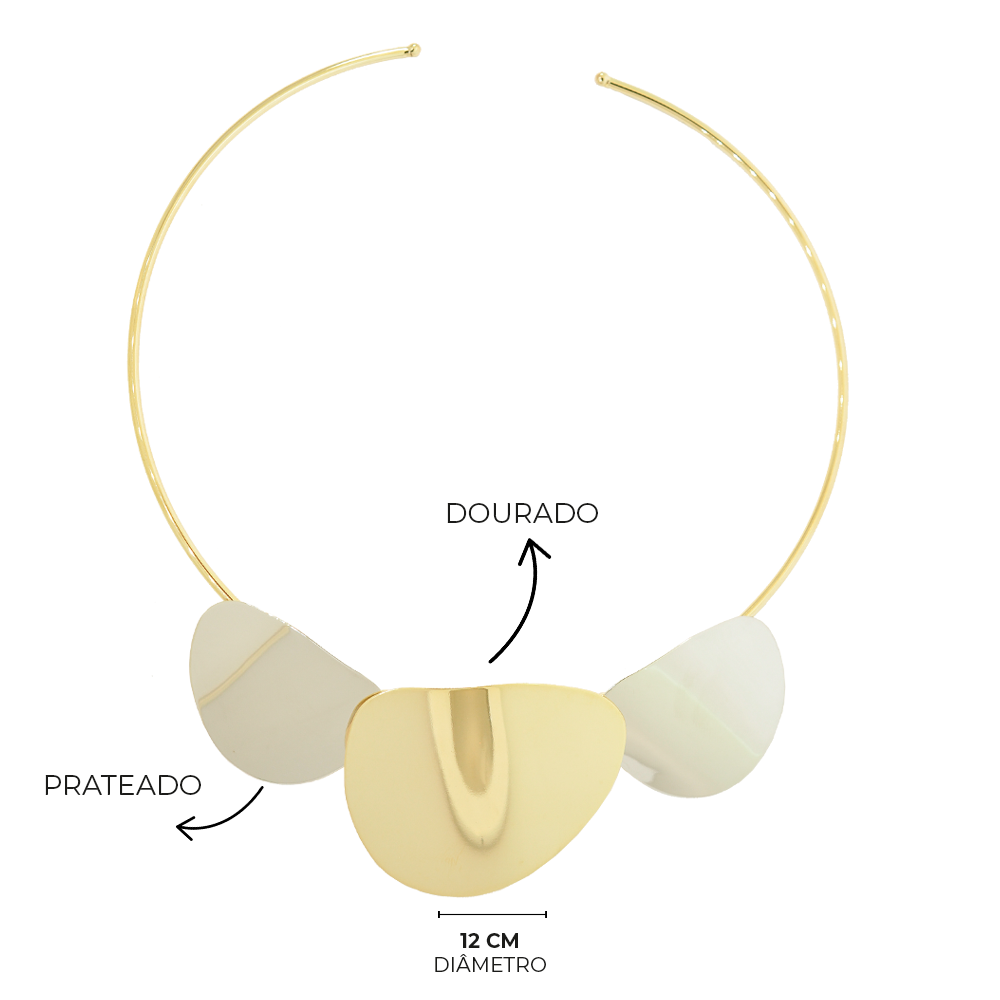 Choker Semijoia Aro Organico Duo Pri Acessorios Feminino Dourado 4