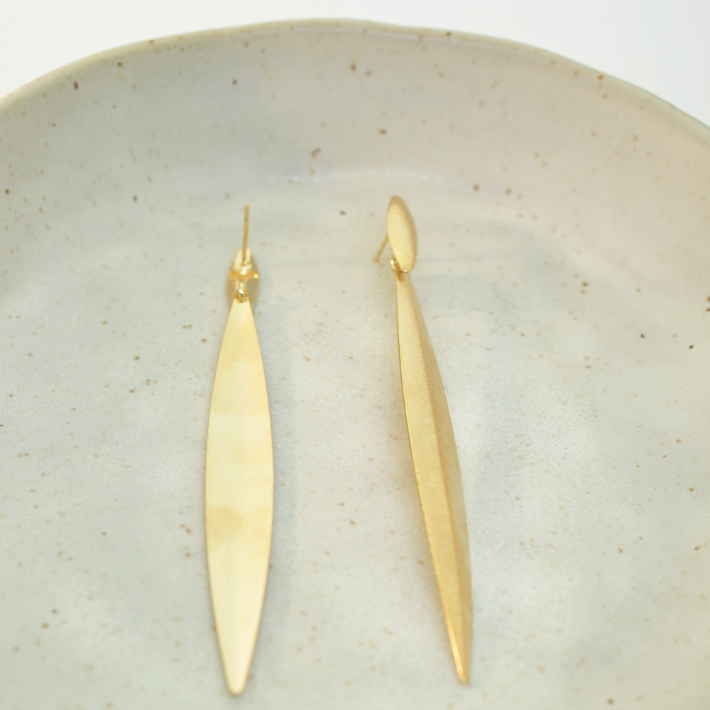 Brinco Semijoia Aura Longo Navete Dourado Pri Acessorios Feminino Dourado 2