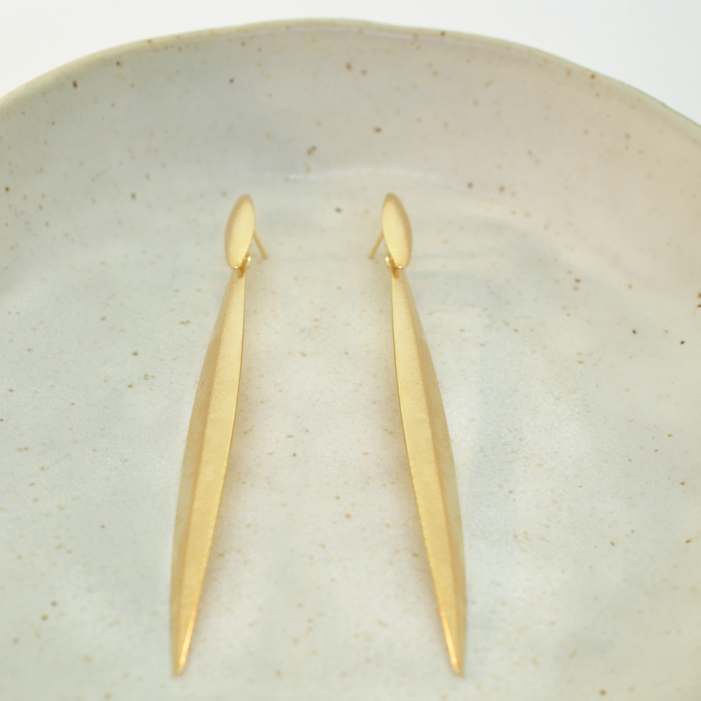 Brinco Semijoia Aura Longo Navete Dourado Pri Acessorios Feminino Dourado 3