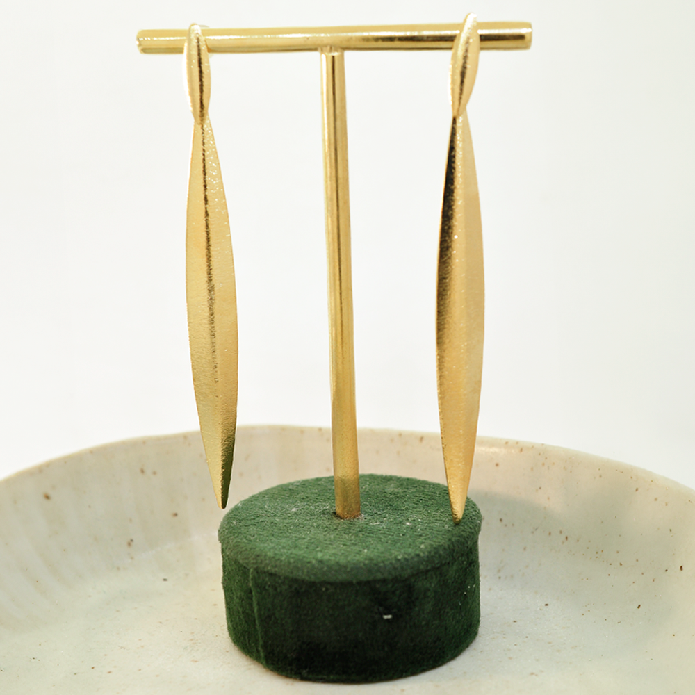 Brinco Semijoia Aura Longo Navete Dourado Pri Acessorios Feminino Dourado 5