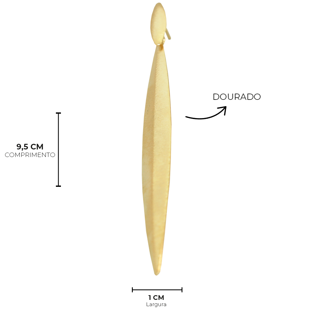 Brinco Semijoia Aura Longo Navete Dourado Pri Acessorios Feminino Dourado 7
