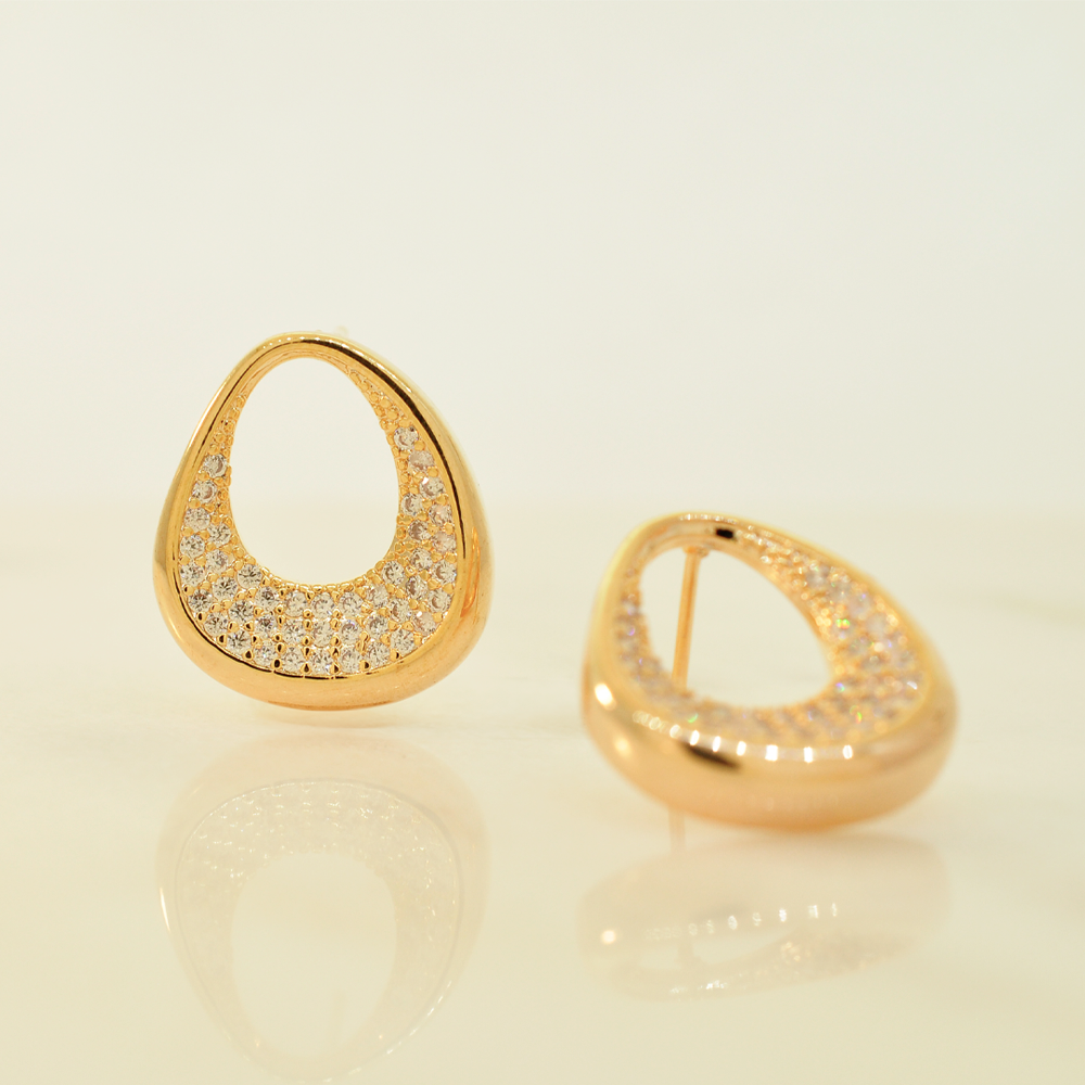 Brinco Semijoia Organico Cravejado Pri Acessorios Feminino Dourado 3